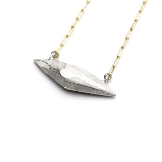 Raw Horizontal Crystal Silver Pendant - Large