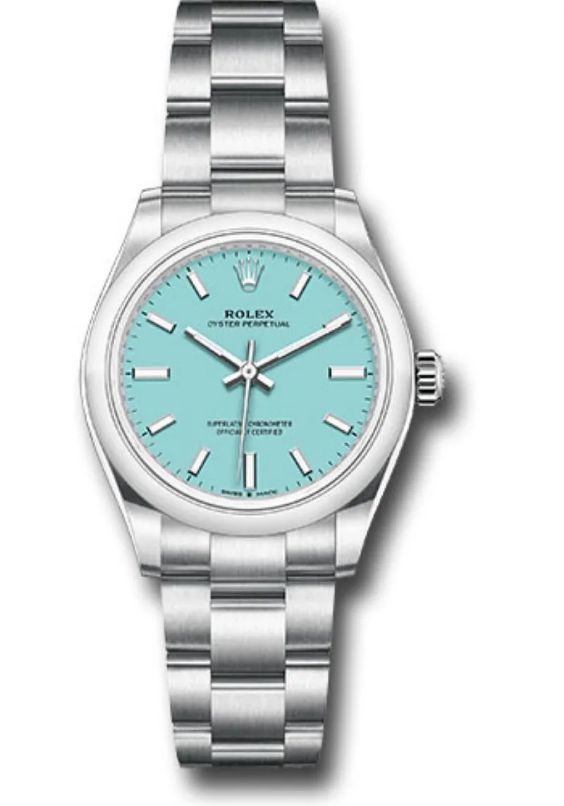 Rolex Oyster Perpetual 31 Domed Bezel Turquoise Blue Index Dial Oyster Bracelet 277200