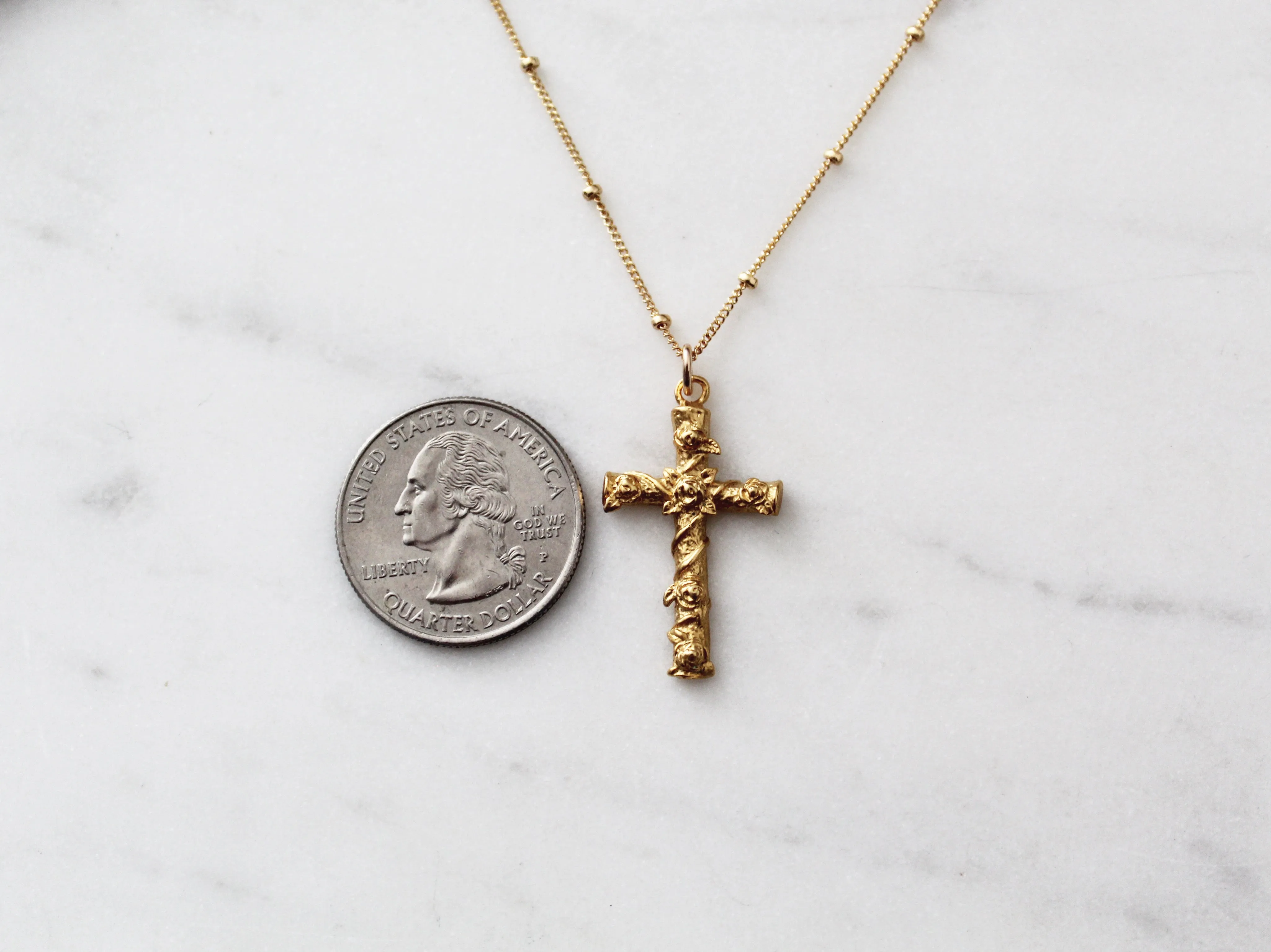 Rose Cross Necklace