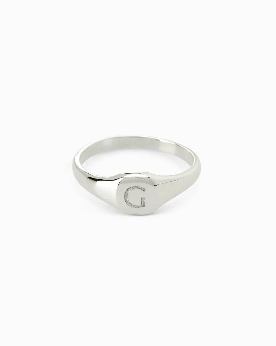 Signature Petite Square Signet Ring | Silver