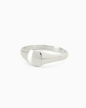 Signature Petite Square Signet Ring | Silver