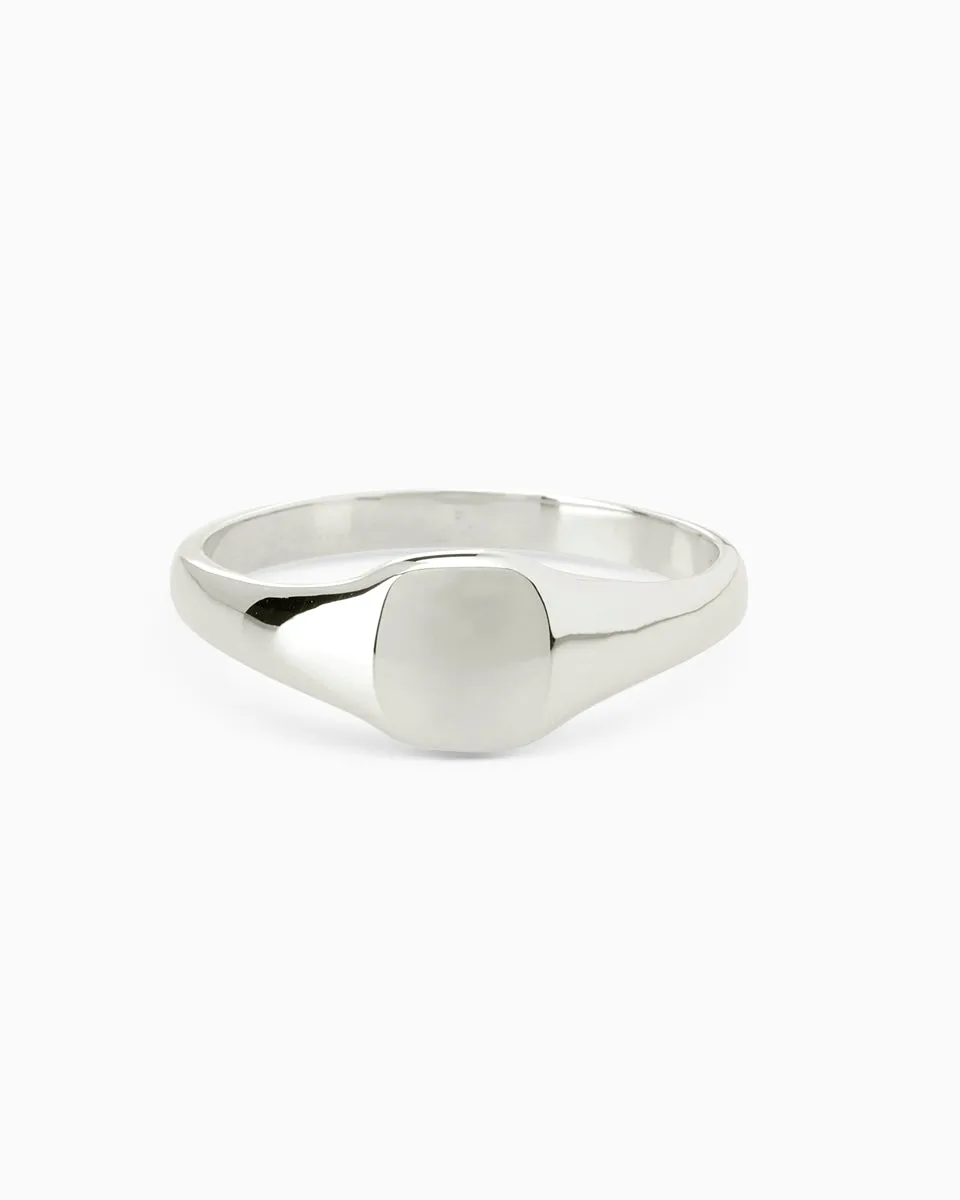 Signature Petite Square Signet Ring | Silver