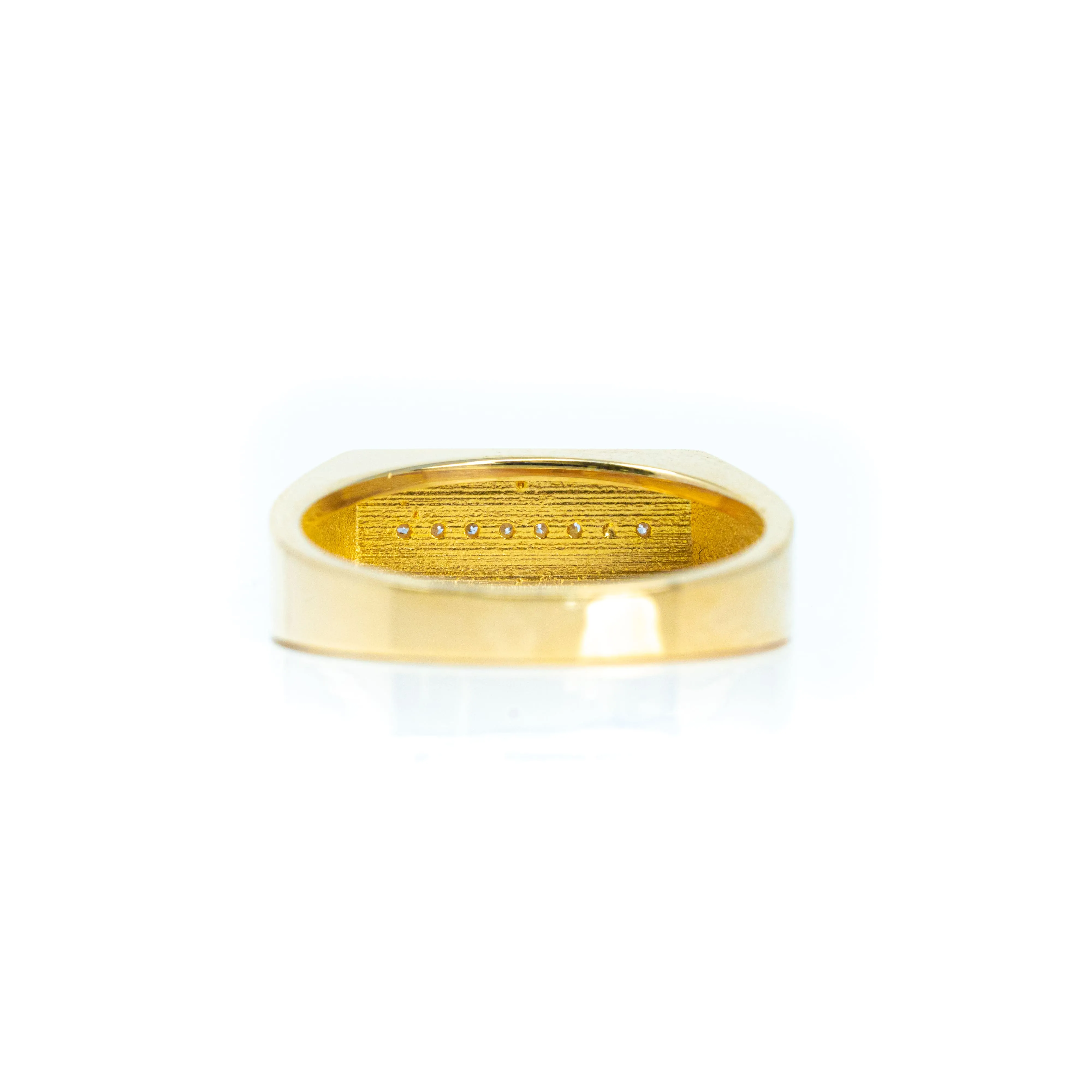 Signet with Line of Gemstones Ring - 10k Gold