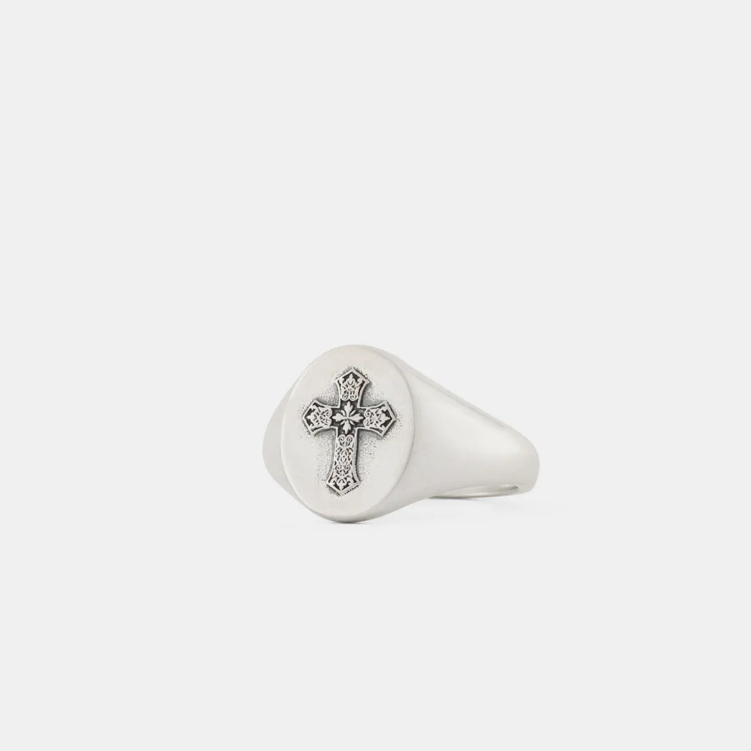 Silver Gothic Cross Ring