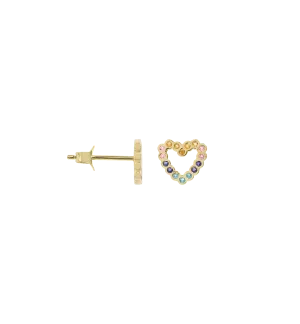 Single Eclectic Heart Stud Earring 14K