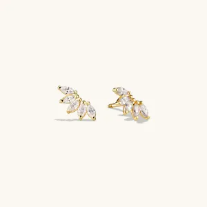 Solid Gold Marquise Stud