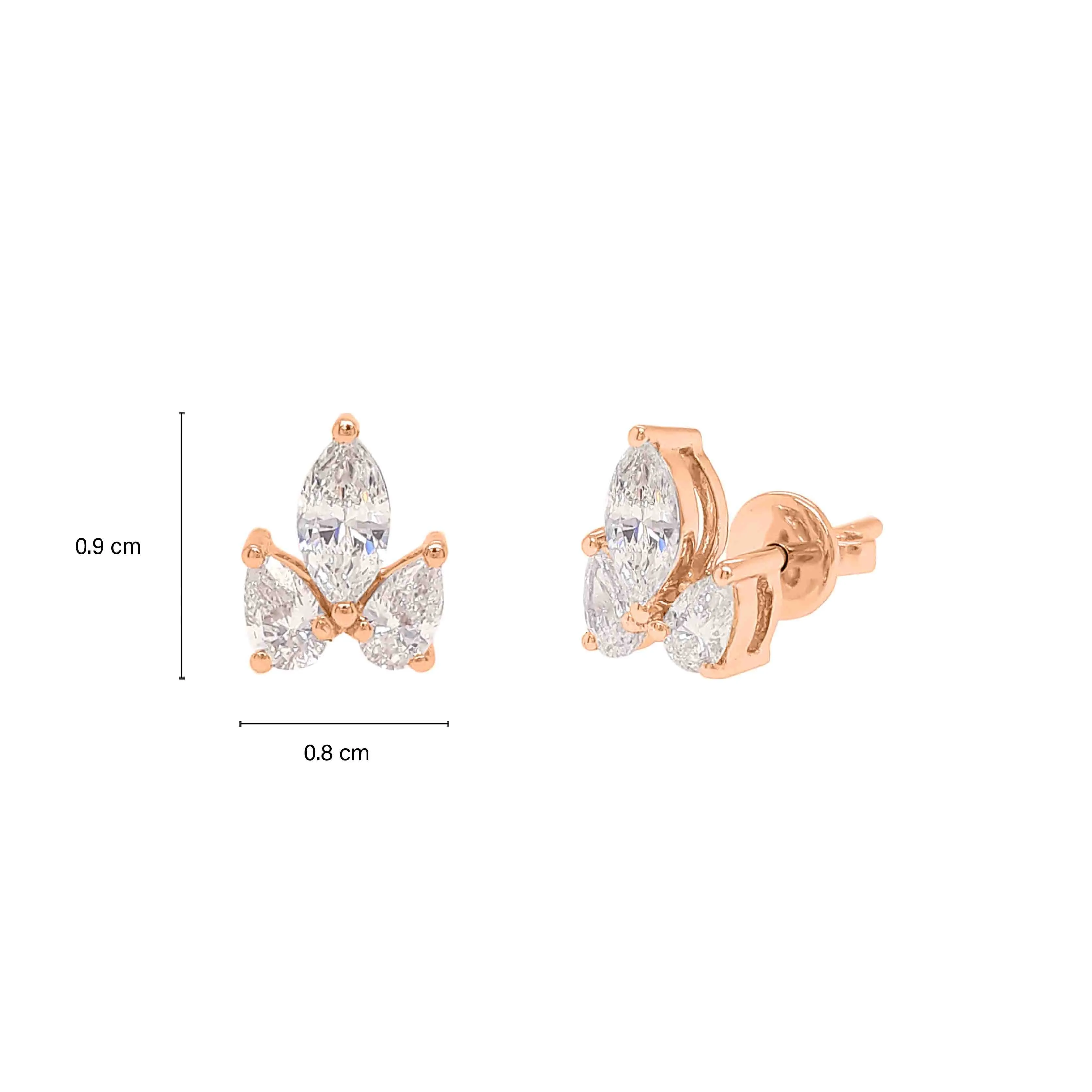 Solitaire Marquise and Pear Trio Stud Earrings