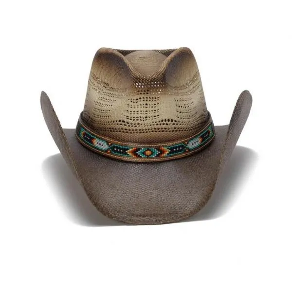 Stampede Western Straw Cowboy Hat - Moapa with Beaded Band