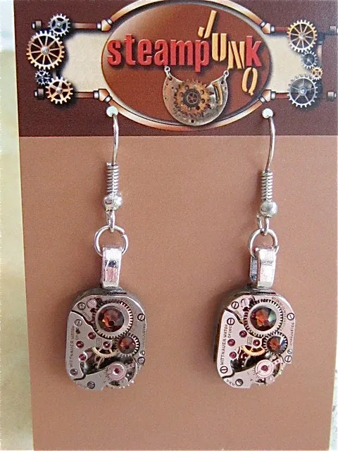 Steampunk ear gear - Topaz - Steampunk Earrings - Repurposed art