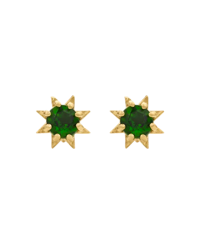 Stella Earrings | 22k Gold Plate | Chrome Diopside