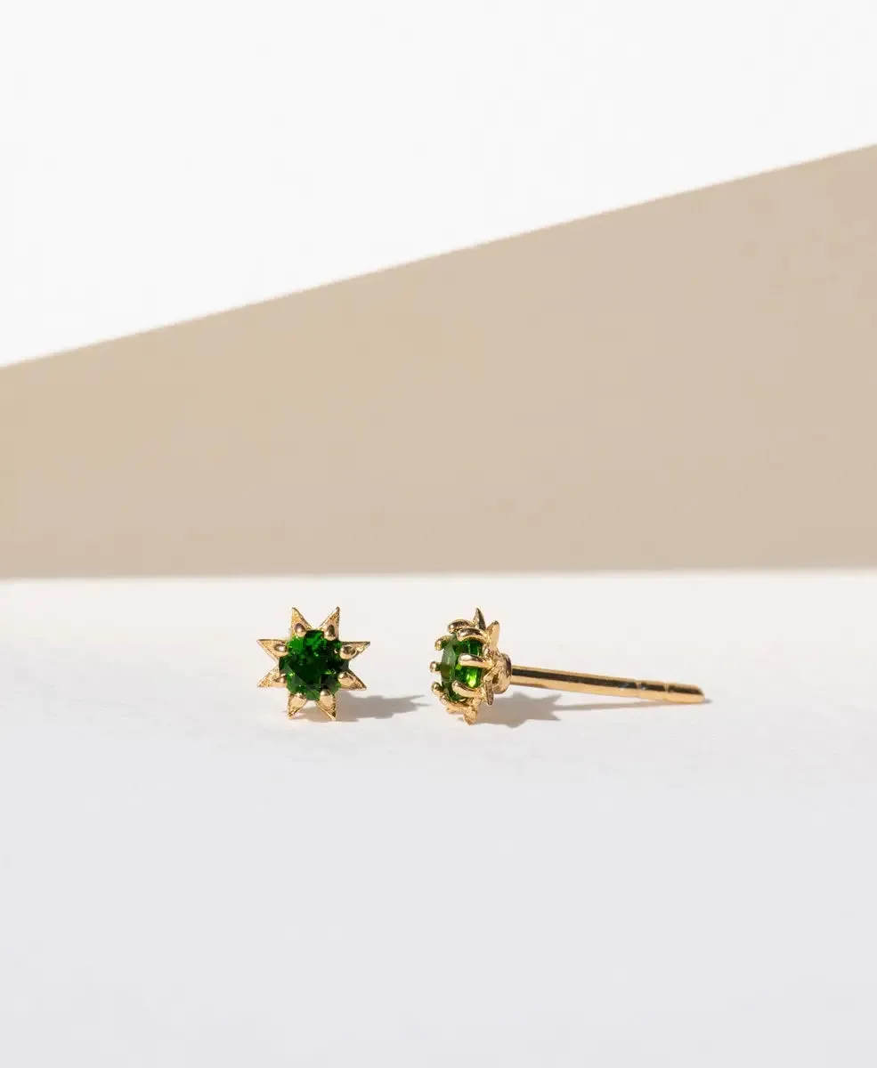 Stella Earrings | 22k Gold Plate | Chrome Diopside