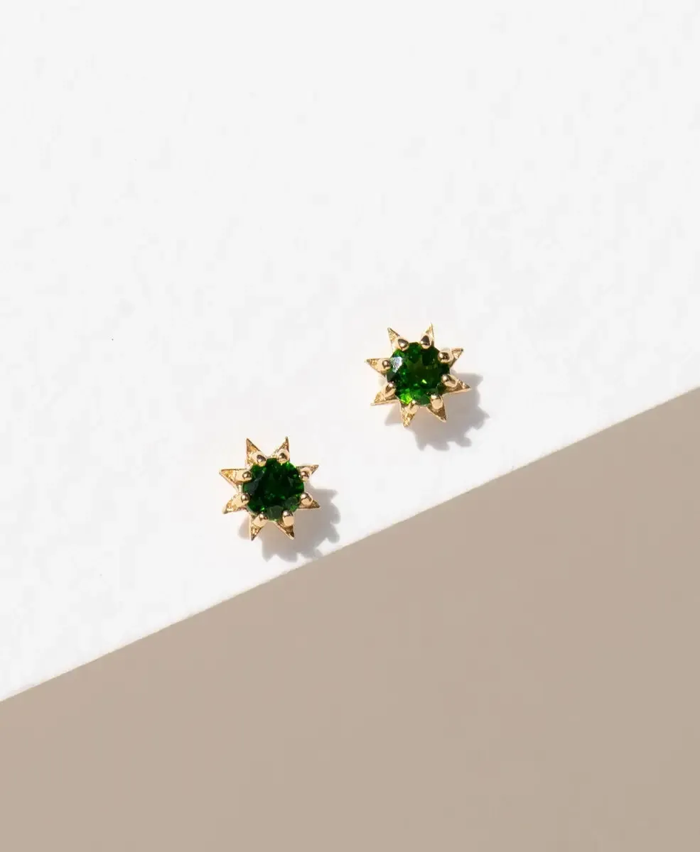 Stella Earrings | 22k Gold Plate | Chrome Diopside