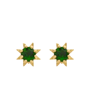 Stella Earrings | 22k Gold Plate | Chrome Diopside