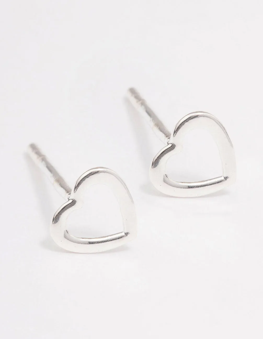 Sterling Silver Open Heart Stud Earrings