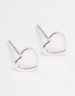 Sterling Silver Open Heart Stud Earrings