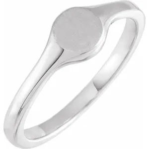 Sterling Silver Round Petite Signet Ring