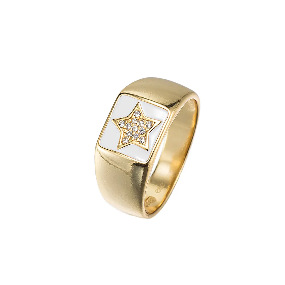 Sterling Silver Star Signet Ring