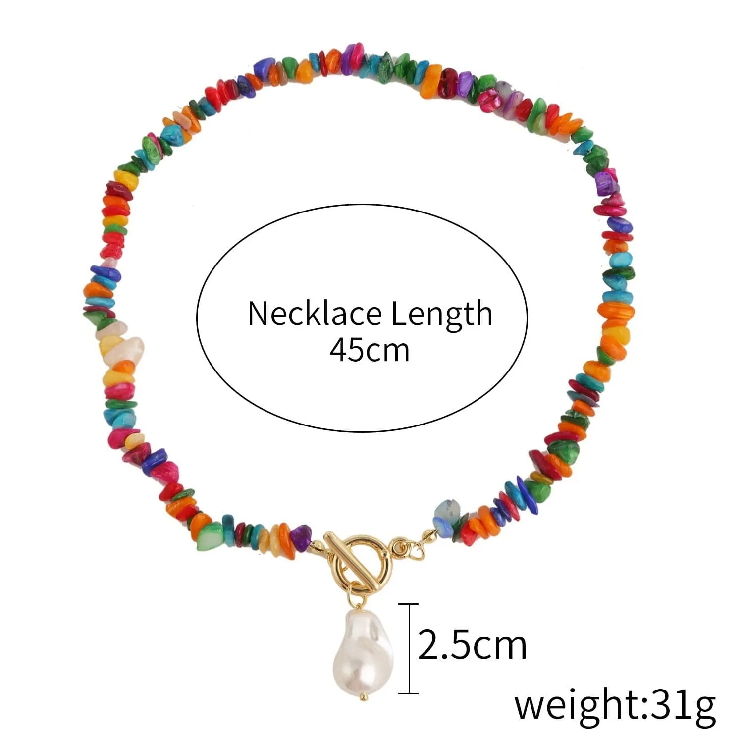 Stone beaded multicolor pendant necklace