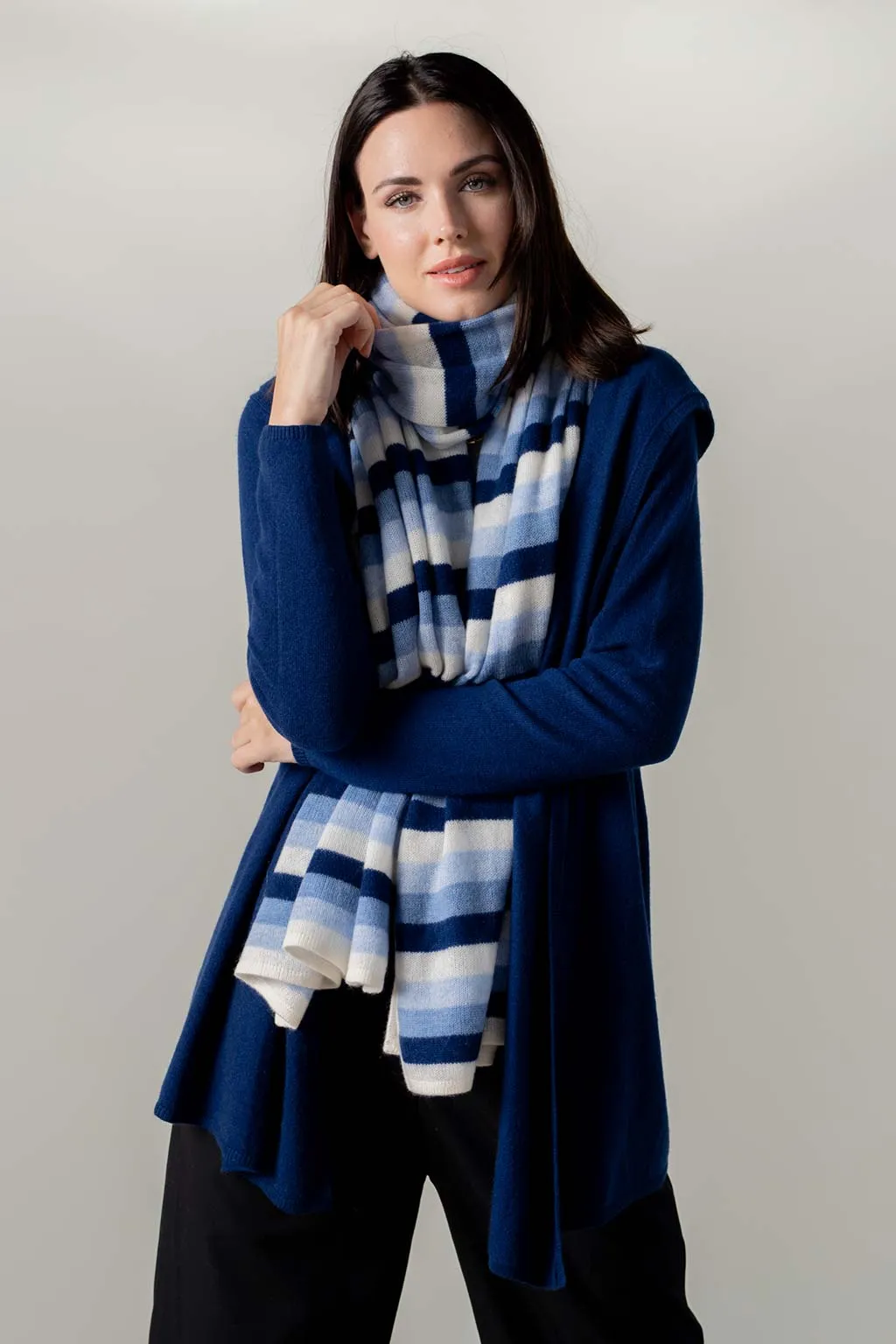 Striped Travel Wrap - Lapis