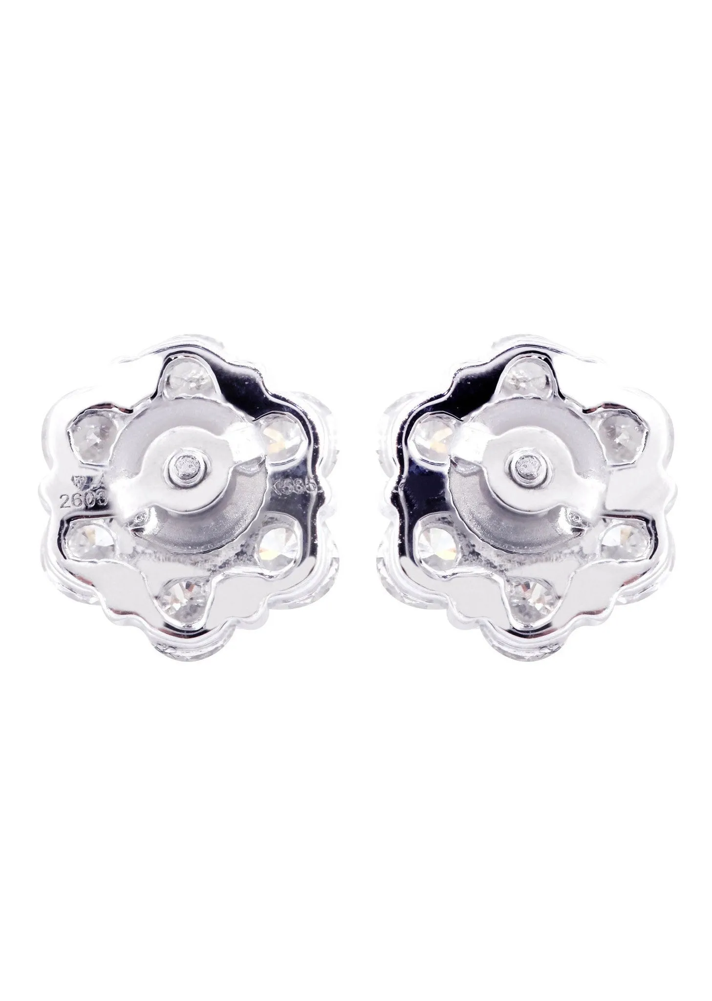 Stud Diamond Earrings For Men Illusion Set | 14K White Gold | 0.66 Carats