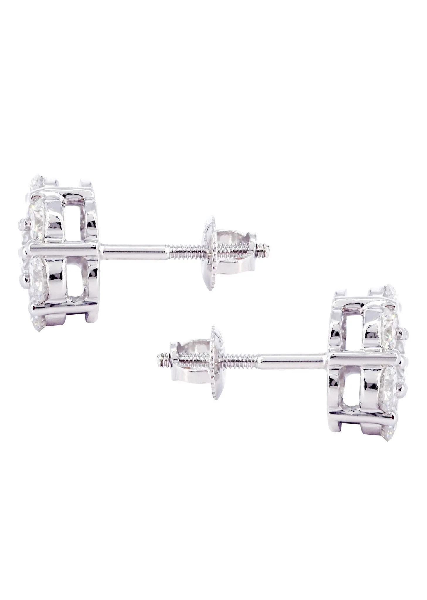 Stud Diamond Earrings For Men Illusion Set | 14K White Gold | 0.66 Carats