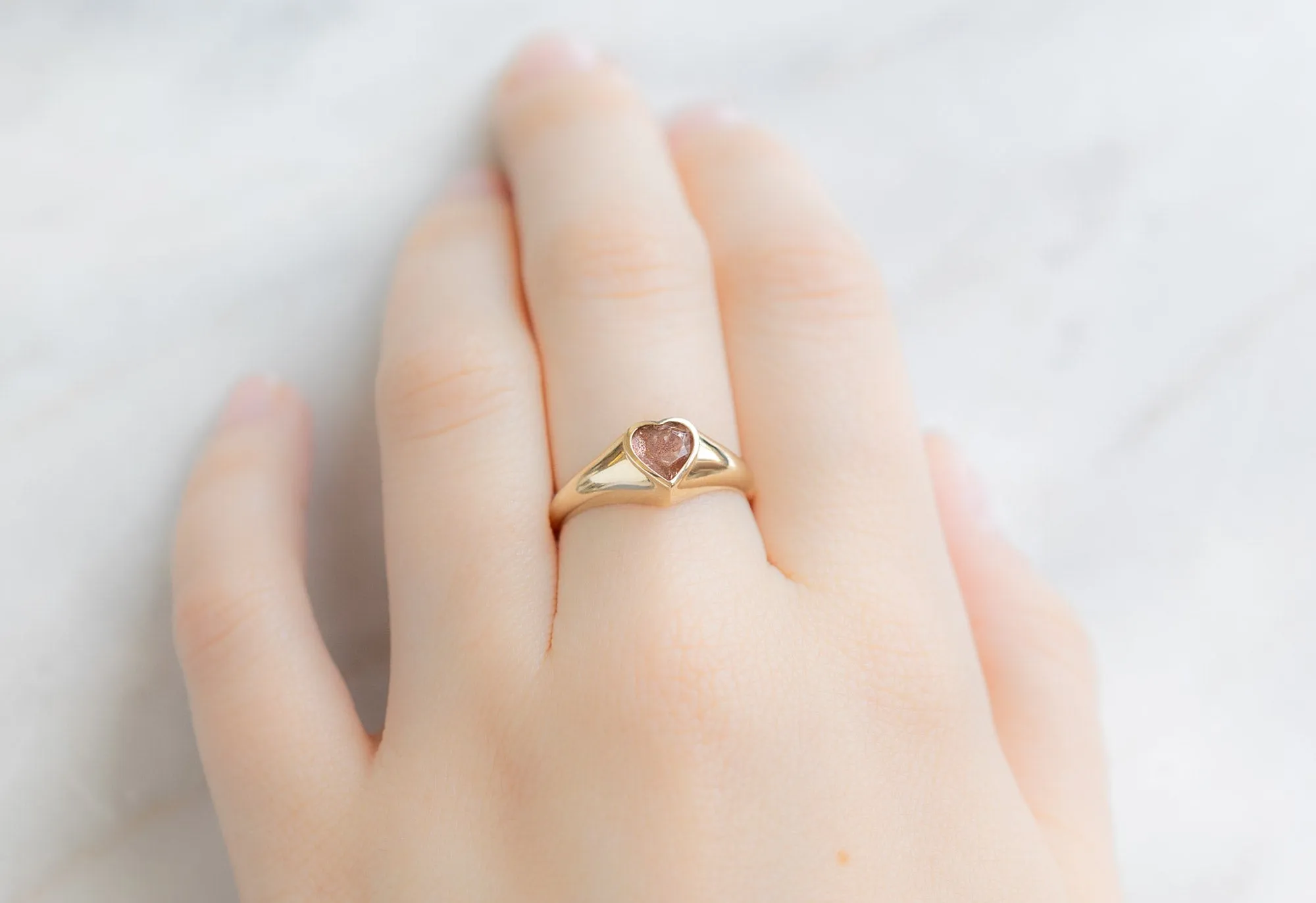 Sweetheart Sunstone Signet Ring