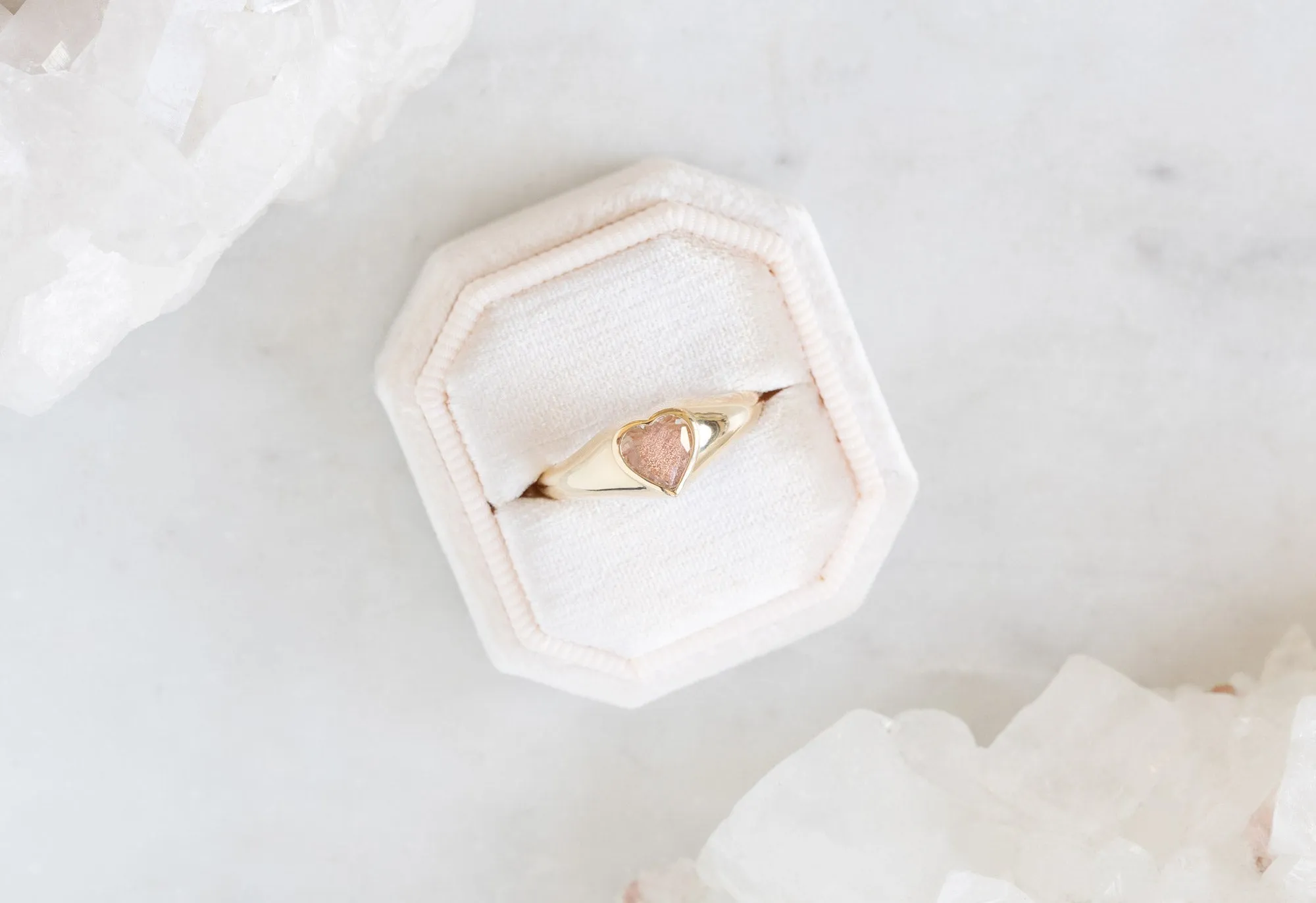 Sweetheart Sunstone Signet Ring