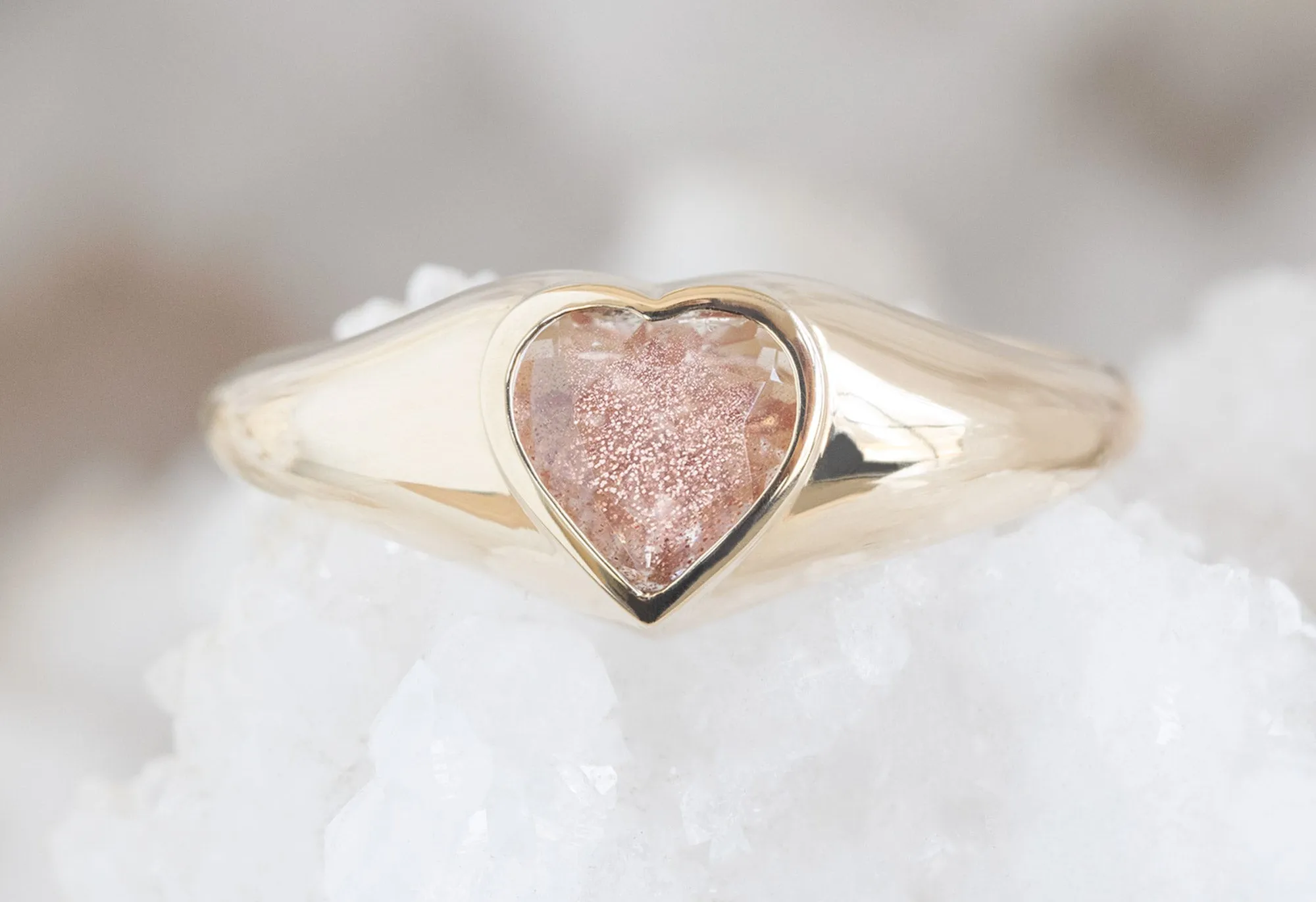 Sweetheart Sunstone Signet Ring