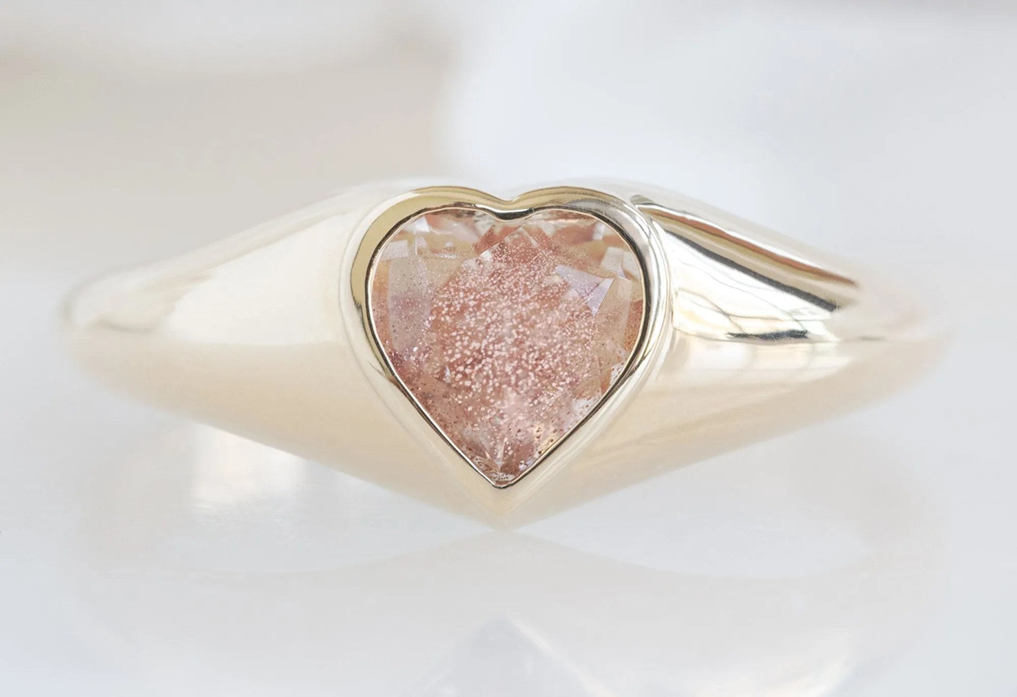 Sweetheart Sunstone Signet Ring