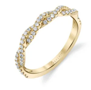 Sylvie Yellow Platinum Diamond Wedding Band