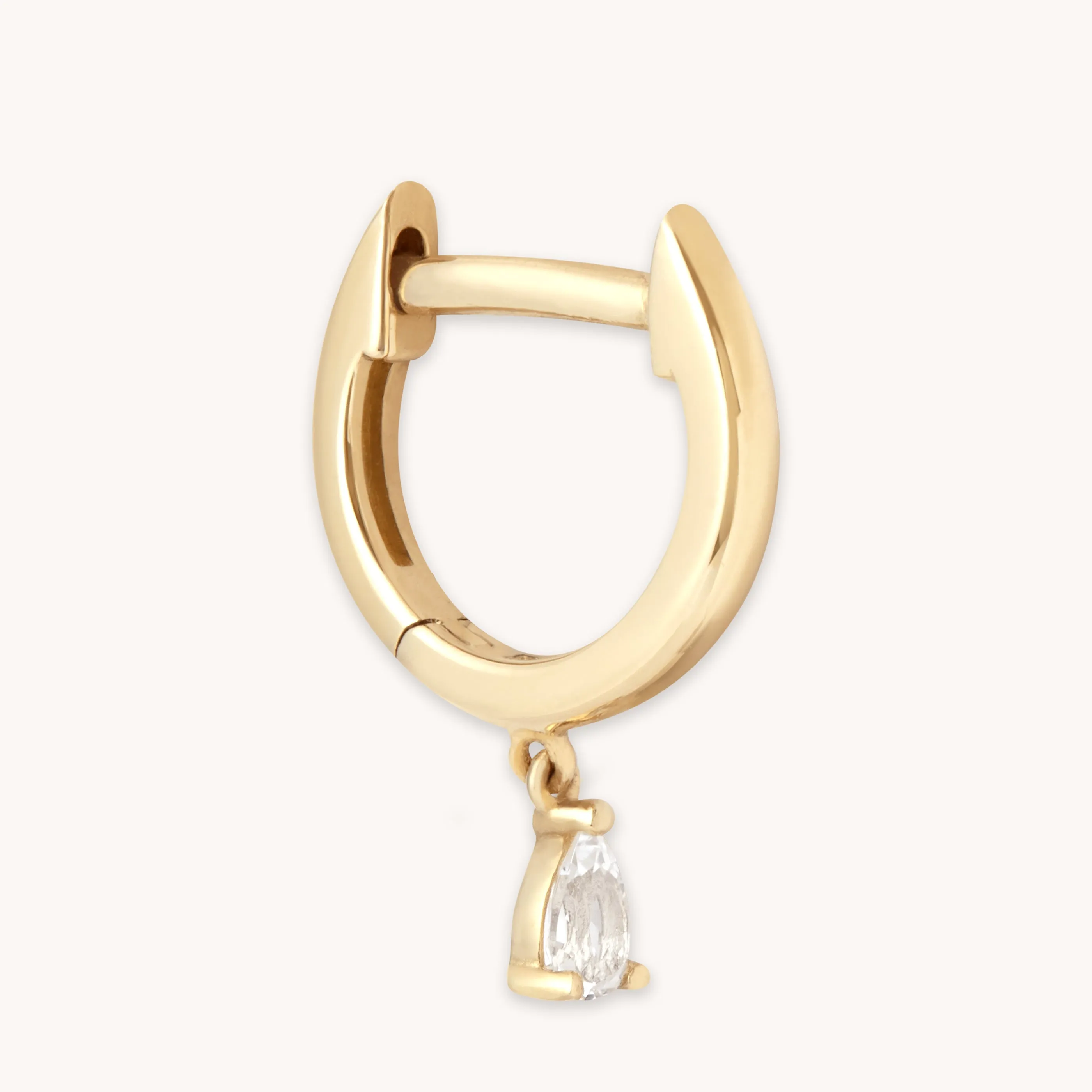 Teardrop Charm Piercing Hoop in Solid Gold