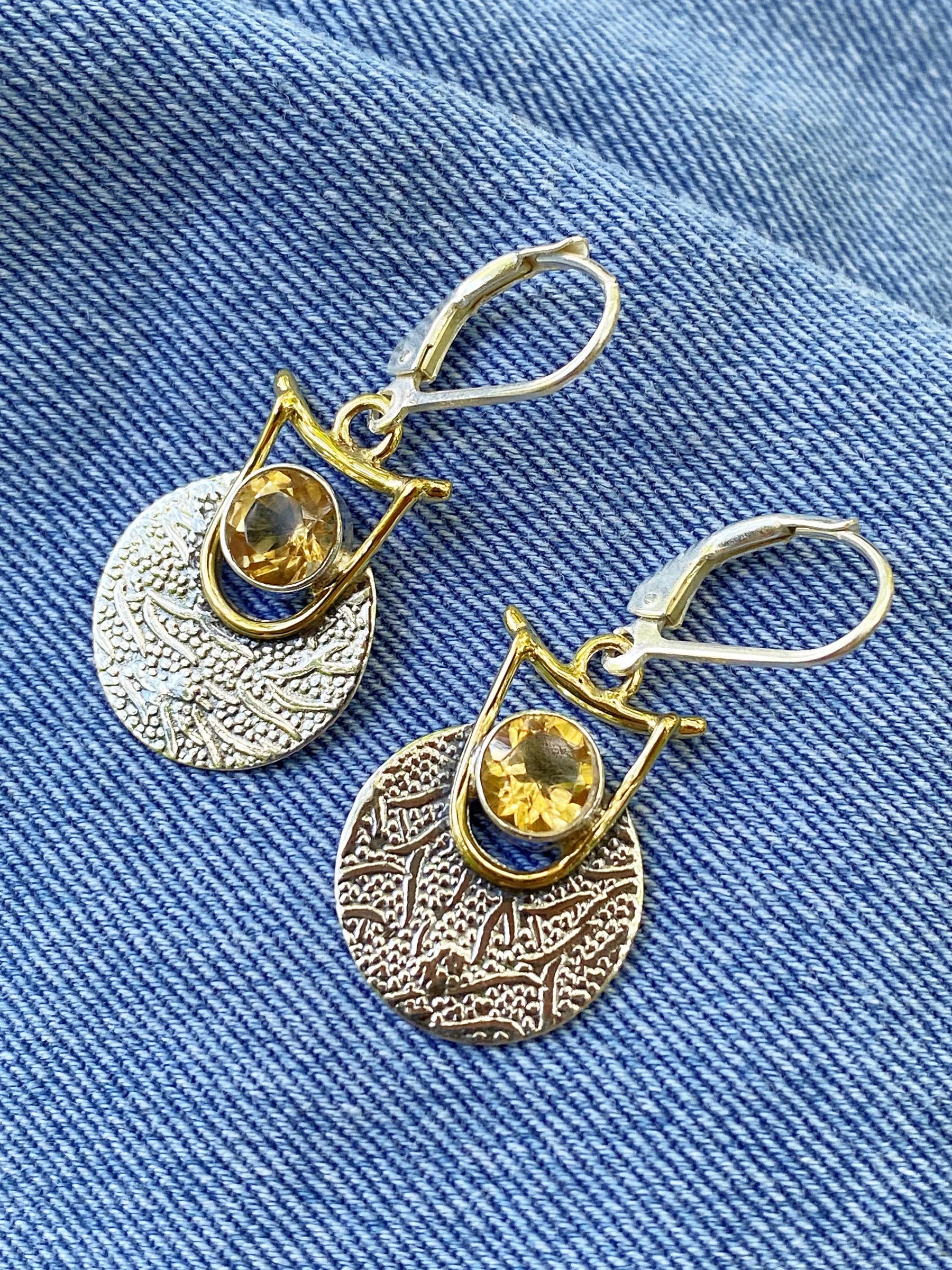 Textured Shield Gemstone Dangles