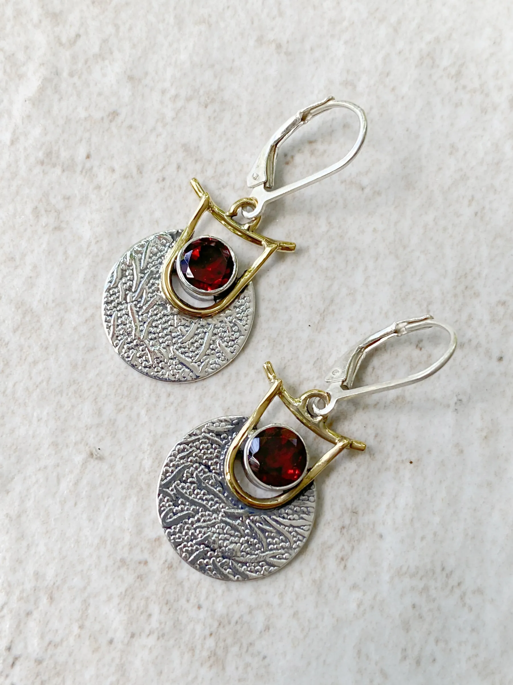 Textured Shield Gemstone Dangles