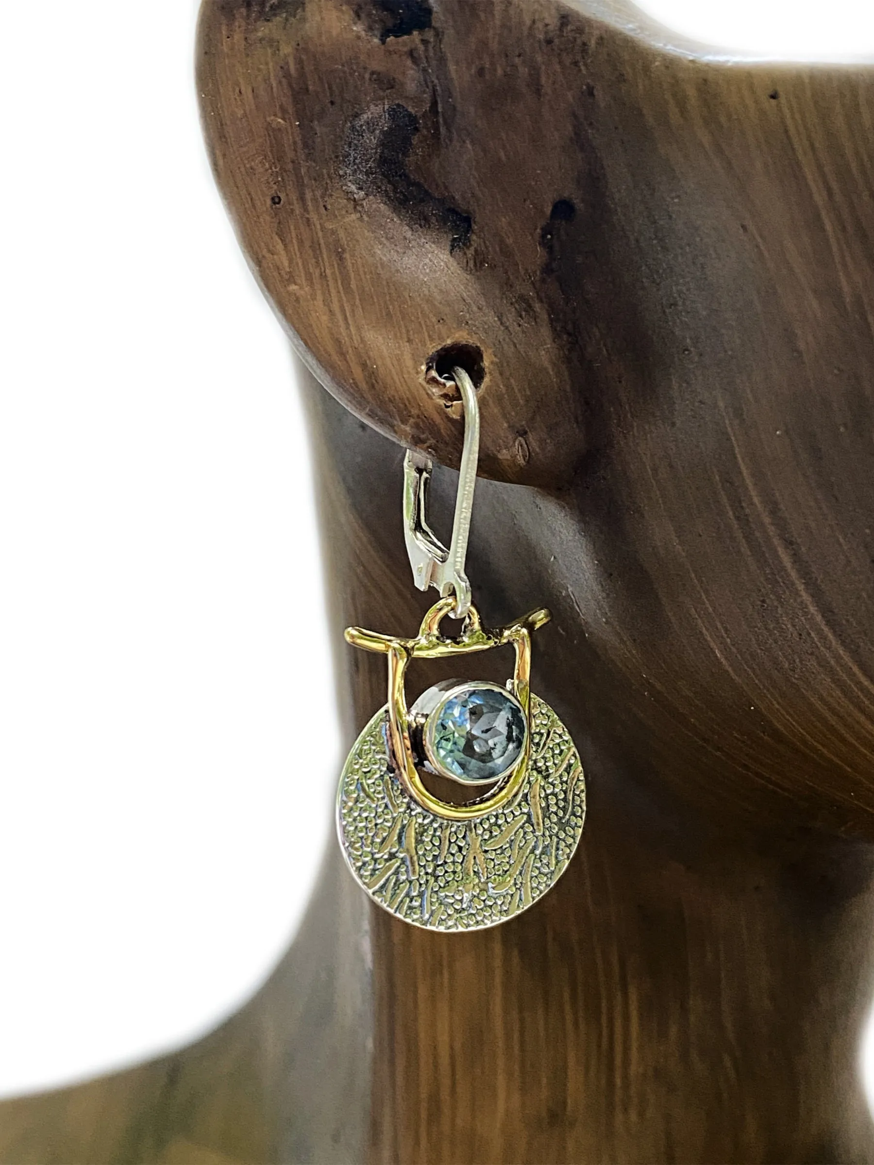 Textured Shield Gemstone Dangles