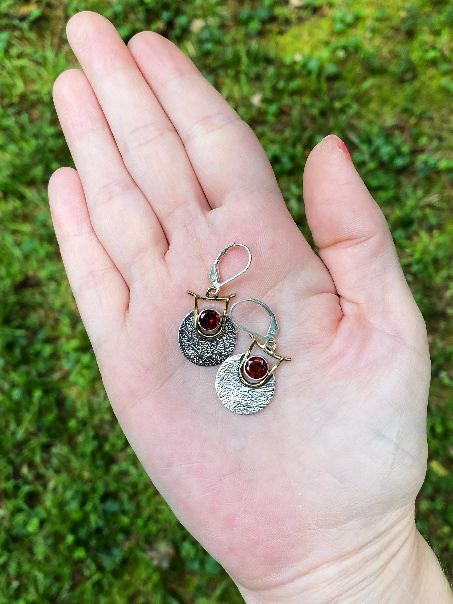 Textured Shield Gemstone Dangles