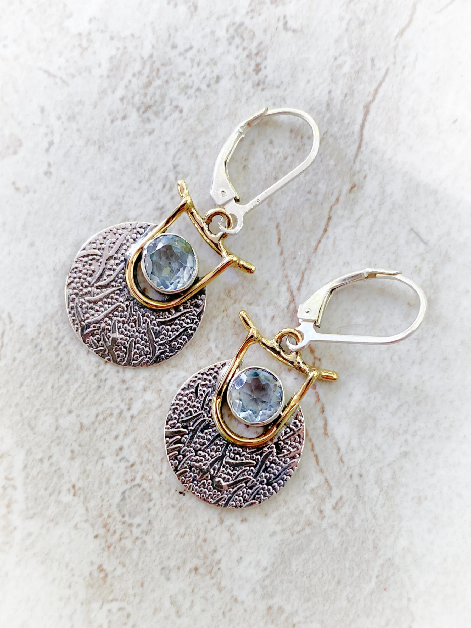 Textured Shield Gemstone Dangles