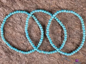 Turquoise HOWLITE Crystal Bracelet - Round Beads - Beaded Bracelet, Handmade Jewelry, Healing Crystal Bracelet, E2033