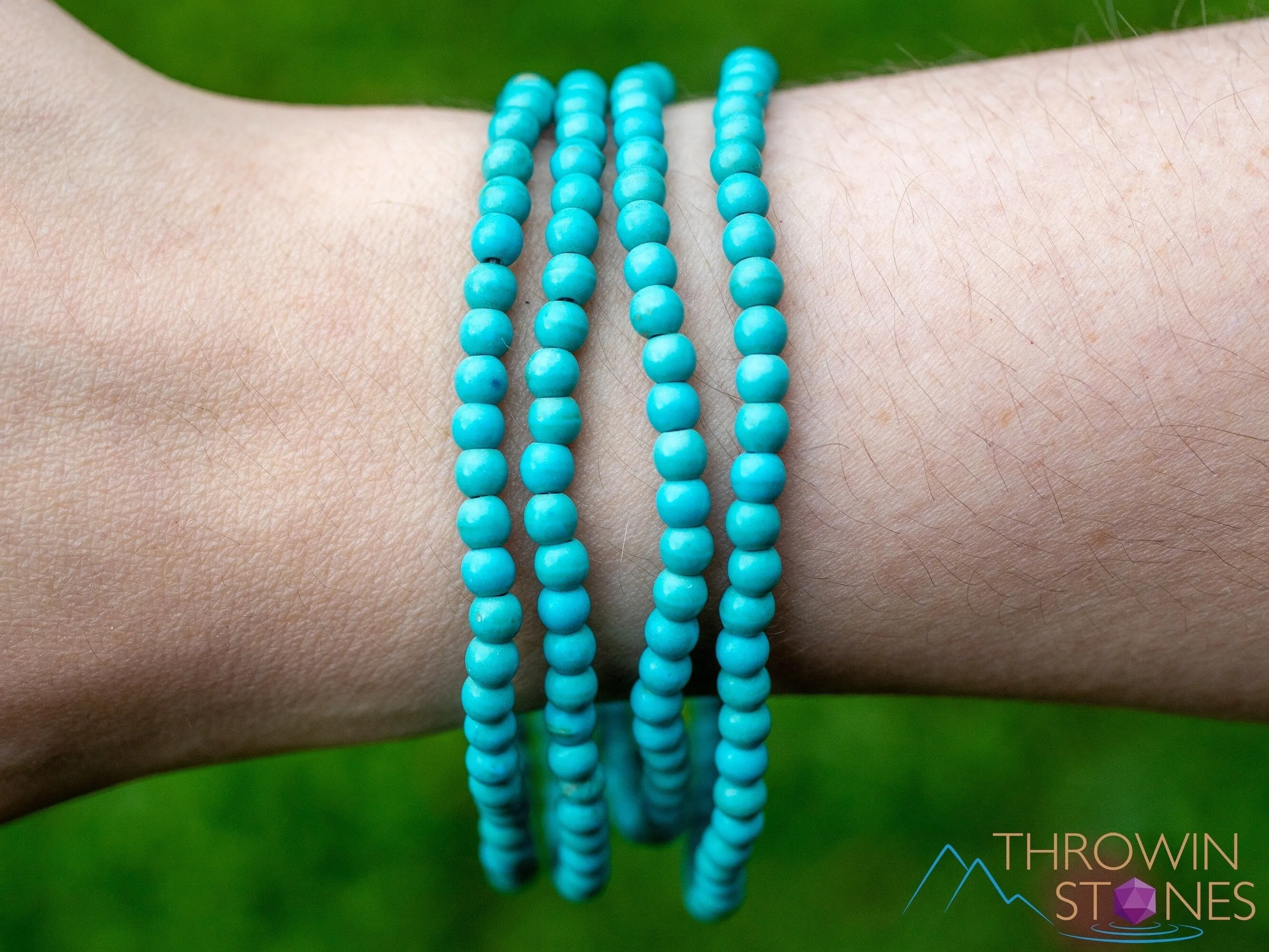 Turquoise HOWLITE Crystal Bracelet - Round Beads - Beaded Bracelet, Handmade Jewelry, Healing Crystal Bracelet, E2033