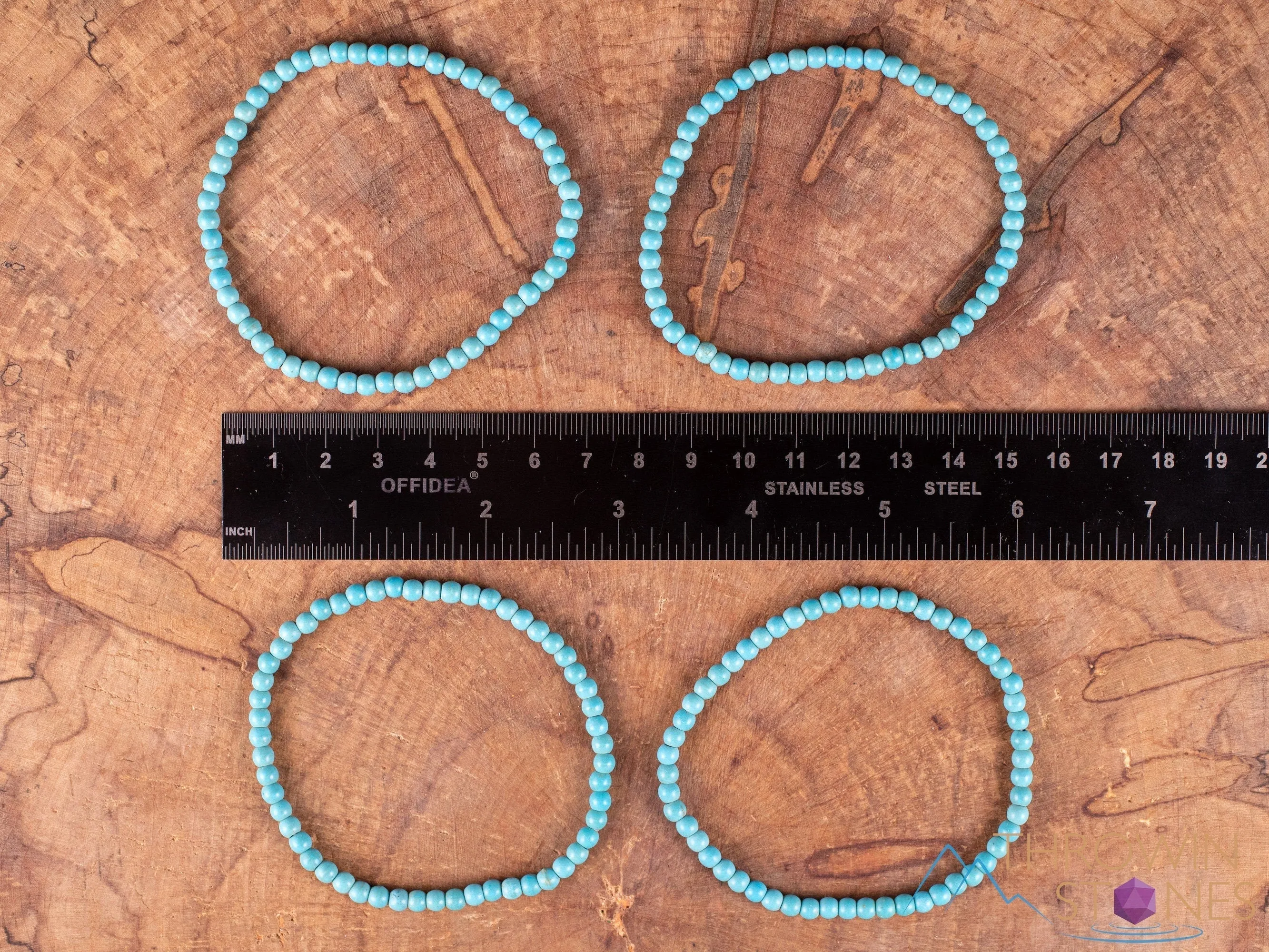 Turquoise HOWLITE Crystal Bracelet - Round Beads - Beaded Bracelet, Handmade Jewelry, Healing Crystal Bracelet, E2033