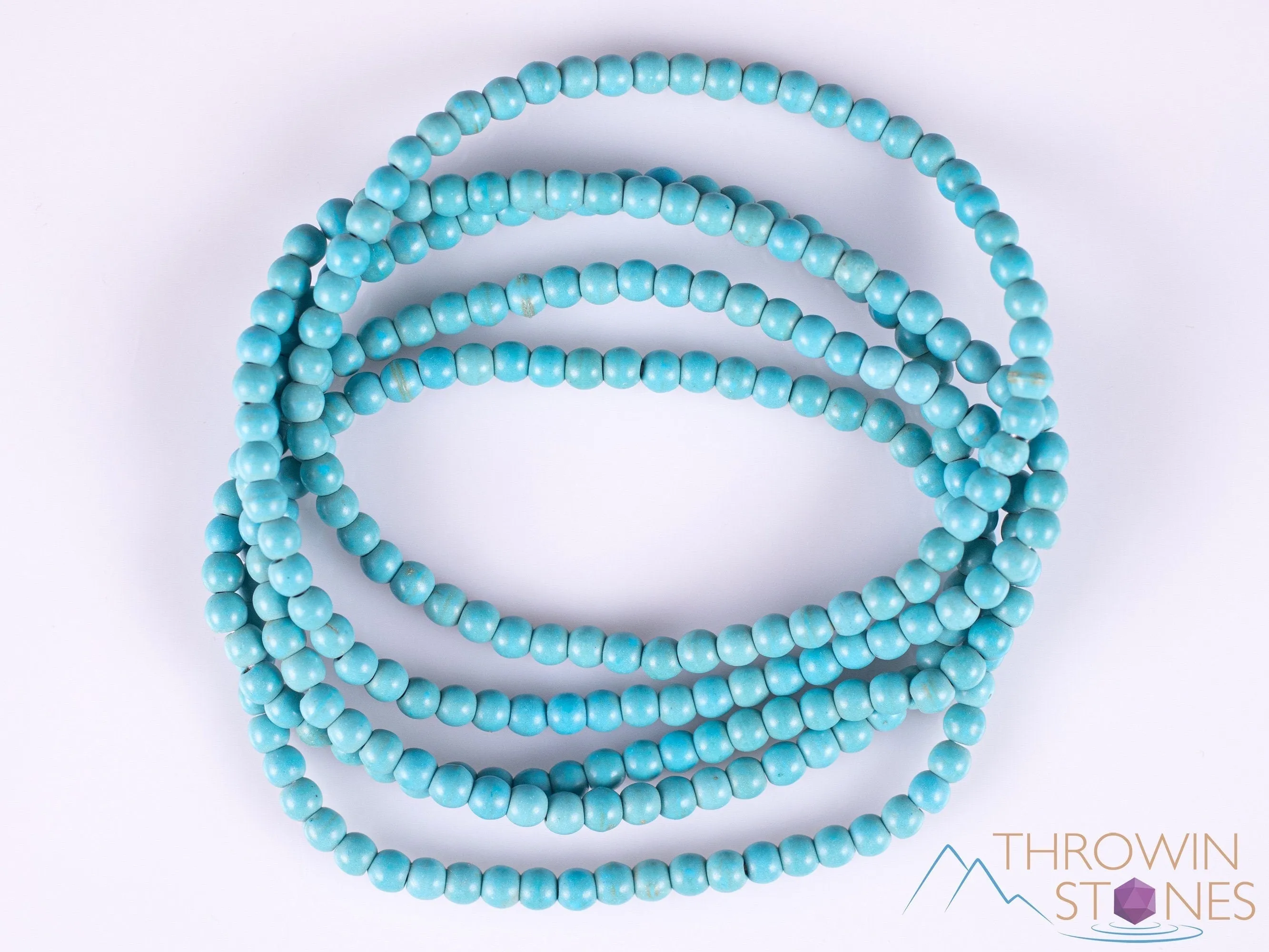 Turquoise HOWLITE Crystal Bracelet - Round Beads - Beaded Bracelet, Handmade Jewelry, Healing Crystal Bracelet, E2033