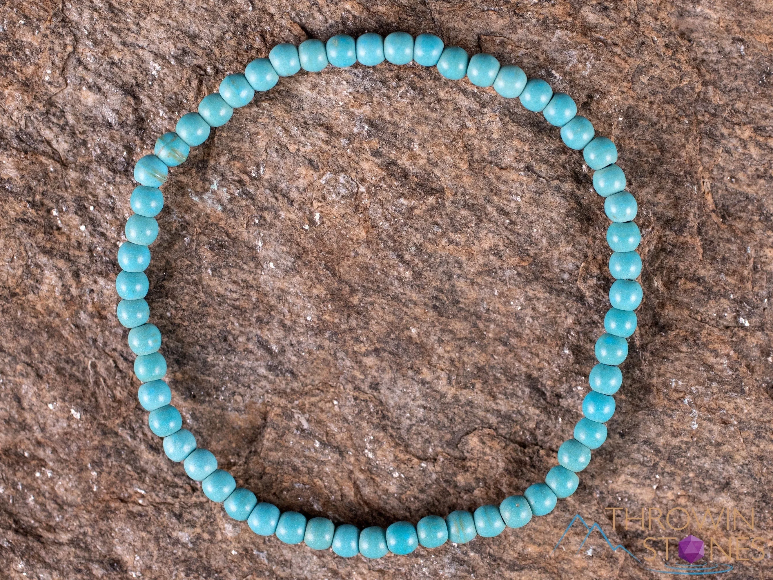 Turquoise HOWLITE Crystal Bracelet - Round Beads - Beaded Bracelet, Handmade Jewelry, Healing Crystal Bracelet, E2033