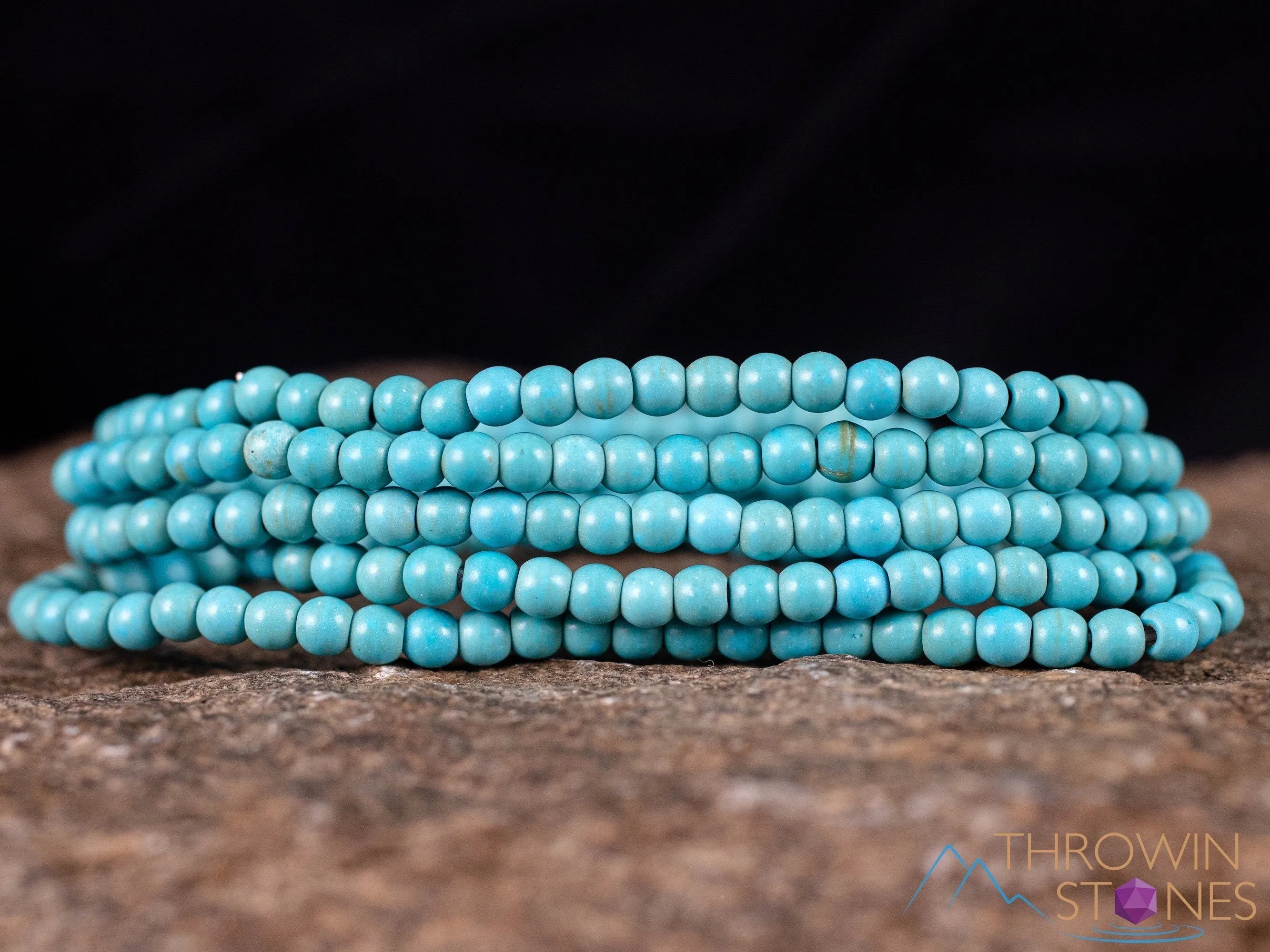 Turquoise HOWLITE Crystal Bracelet - Round Beads - Beaded Bracelet, Handmade Jewelry, Healing Crystal Bracelet, E2033