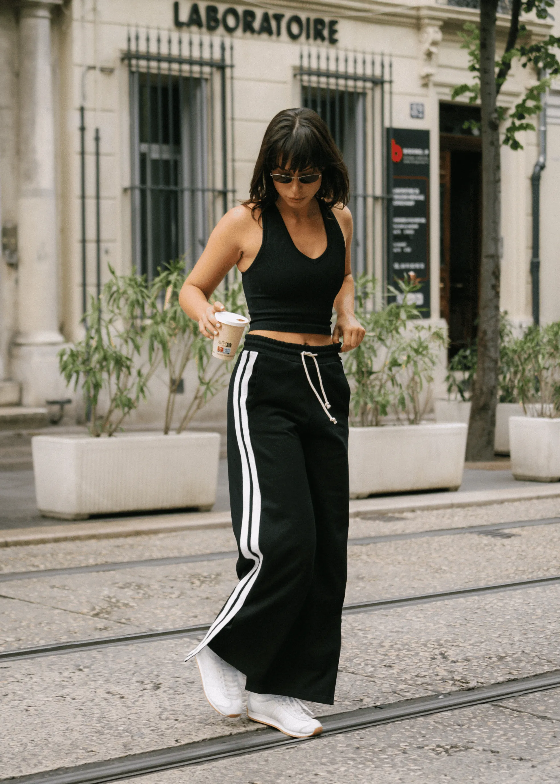 V-Neck Cropped Tank - Onyx Black