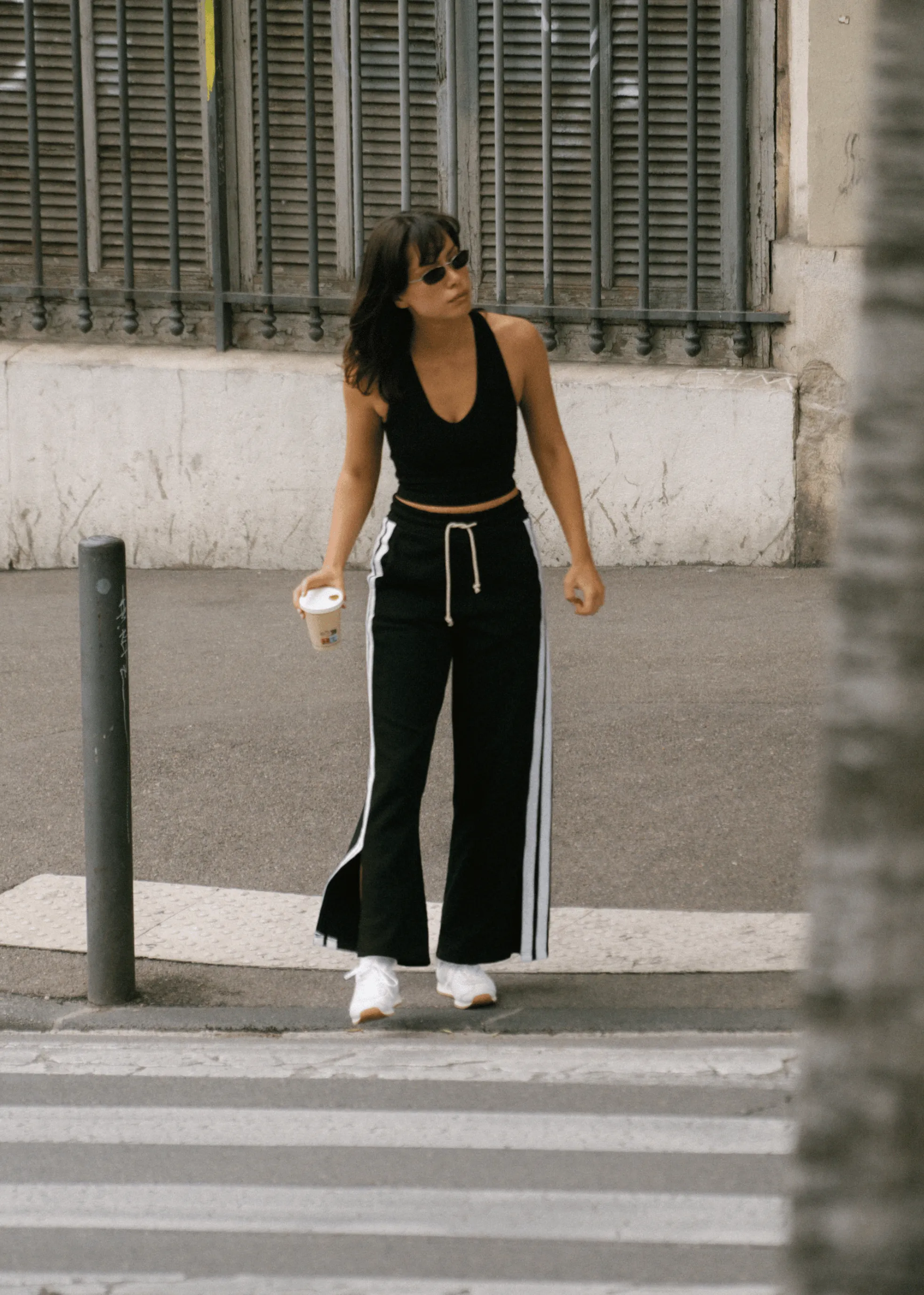 V-Neck Cropped Tank - Onyx Black