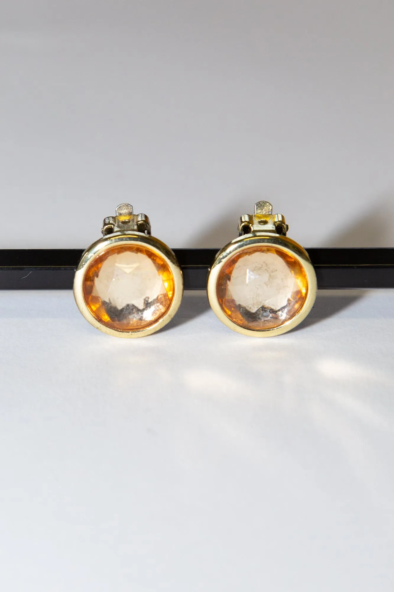 Vintage 1980s Gold Tone Crystal Riviere Earrings