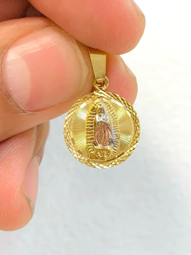 Virgen de Guadalupe Pendant 18x15mm / 14K Gold Filled Guadalupe Pendant Tri-Color / Guadalupe Jewelry for Women's / Dije de la Guadalupe en Oro Laminado