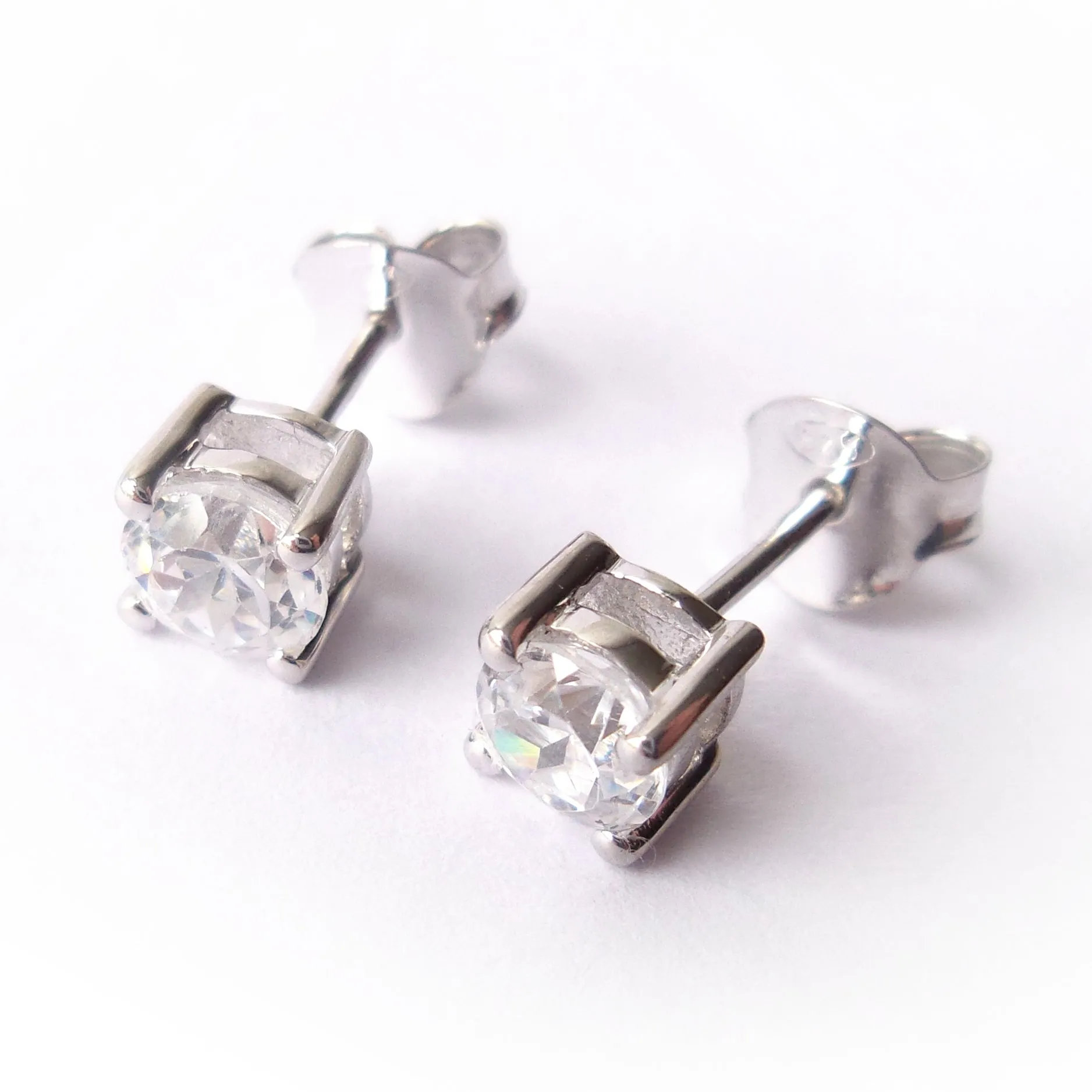 White Topaz 925 Sterling Silver April Birthstone Earrings