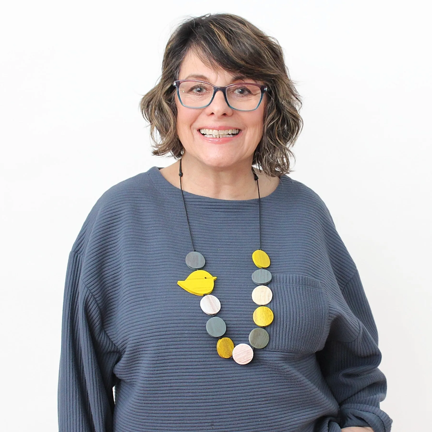 Yellow Beaded Robin Necklace