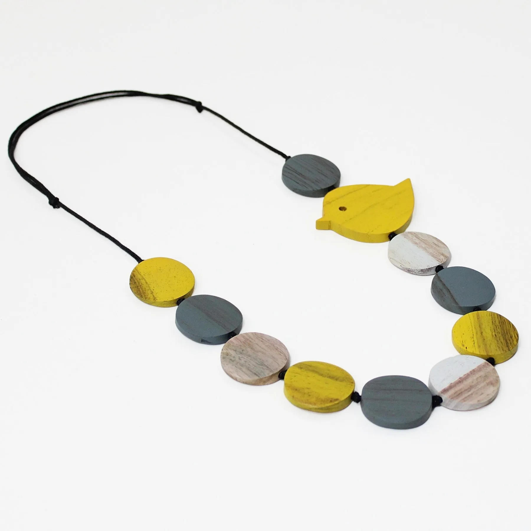 Yellow Beaded Robin Necklace