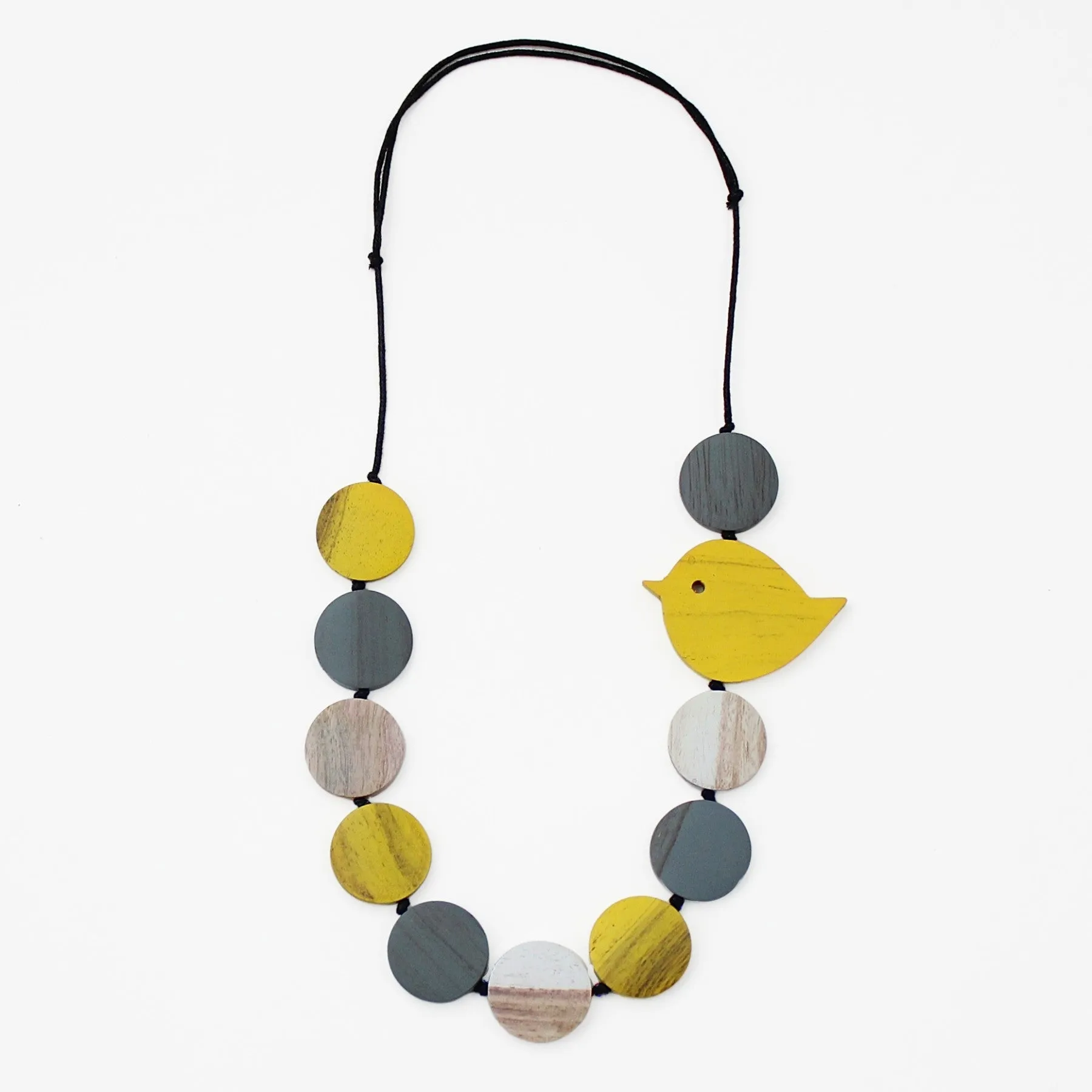 Yellow Beaded Robin Necklace